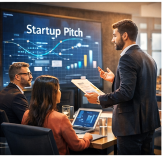 Startup pitch and market entry strategy session